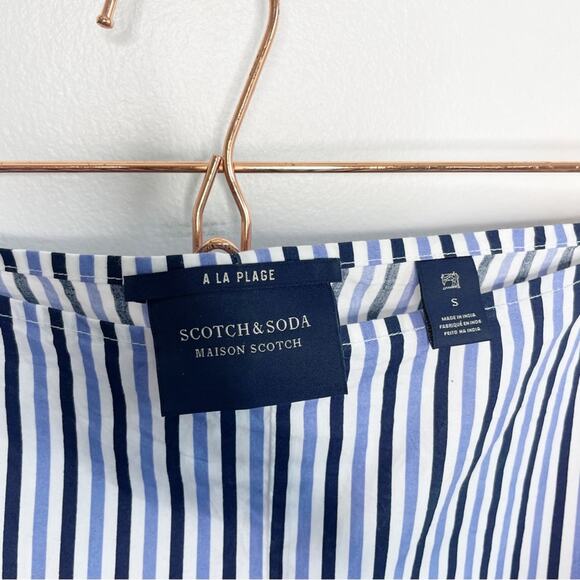 SCOTCH & SODA Boat Neck Blue Striped Blouse Size Small - Picture 4 of 7